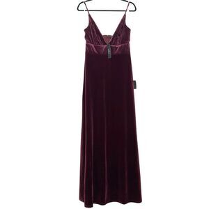 Lulu’s Velvet Maxi Dress Women’s Sz Medium Night of Elegance Burgundy Sleeveless